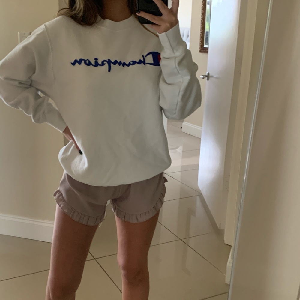 Men's White Champion Crewneck